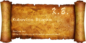 Kubovics Bianka névjegykártya